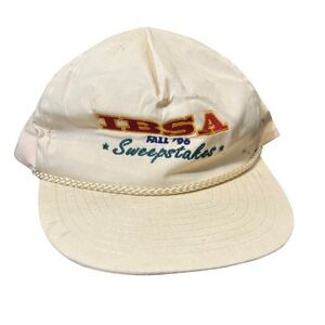 Nissin Cap Hat Mens Adjustable Cream IBSA Fall 96 Sweepstakes Vintage Rope Hat